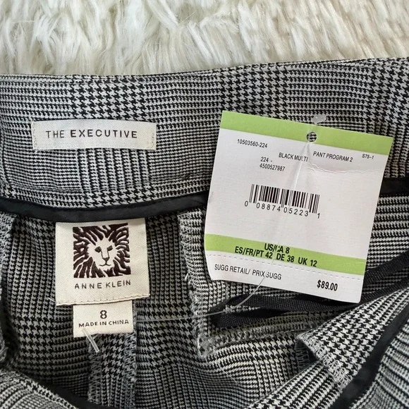 Anne Klein The Executive Boot Cut Houndstooth Plaid Dress Pants Women Size 8 New - Picture 4 of 15
